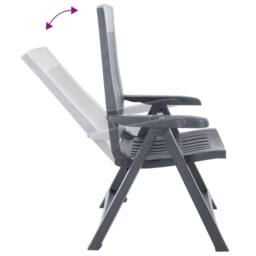 Berkfield Home Garden Reclining Chairs 2 pcs Plastic Anthracite in Dark Grey - thumbnail 5