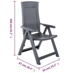 Berkfield Home Garden Reclining Chairs 2 pcs Plastic Anthracite in Dark Grey - thumbnail 9