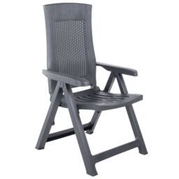 Berkfield Home Garden Reclining Chairs 2 pcs Plastic Anthracite in Dark Grey - thumbnail 3