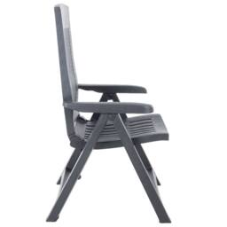 Berkfield Home Garden Reclining Chairs 2 pcs Plastic Anthracite in Dark Grey - thumbnail 4