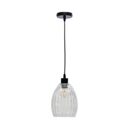 First Choice Lighting Set of 2 Birch - Clear Fluted Glass Easy Fit Pendant Shades - thumbnail 2