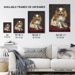 "Artery8 A King Charles Spaniel Dog Manet Vintage Framed Wall Art Print in Brown - Size: W12"" x H16""" - thumbnail 3