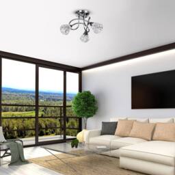 First Choice Lighting Oto - Chrome with Clear Textured Glass 3 Light Flush Ceiling Light in Silver - thumbnail 5