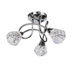 First Choice Lighting Oto - Chrome with Clear Textured Glass 3 Light Flush Ceiling Light in Silver - thumbnail 1