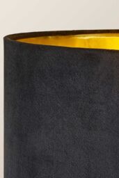 ValueLights Christina Velvet with Gold Metallic Inner Drum Shade Gold Palm Leaf Floor Lamp in Black - thumbnail 4