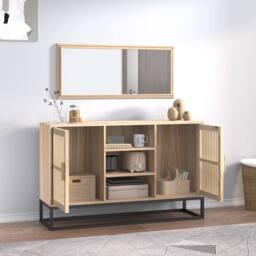 Berkfield Home Sideboard 105x30x65 cm Engineered Wood in Brown - Size: 105 x 30 x 65 cm - thumbnail 3