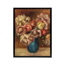 "Artery8 Flowers in a Green Vase Renoir Vintage Black Framed Canvas Wall Art in Pink - Size: W12"" x H16""" - thumbnail 1