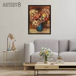 "Artery8 Flowers in a Green Vase Renoir Vintage Black Framed Canvas Wall Art in Pink - Size: W12"" x H16""" - thumbnail 3