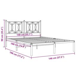 Berkfield Home Metal Bed Frame without Mattress with Headboard Black 140x190cm - Size: 140x190 cm - thumbnail 8