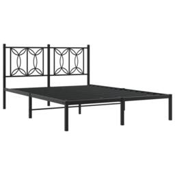 Berkfield Home Metal Bed Frame without Mattress with Headboard Black 140x190cm - Size: 140x190 cm - thumbnail 1