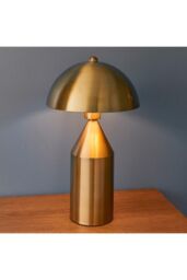 Netlighting Nova Table Lamp Antique Brass Plate & Gloss White 1 Light IP20 E27 in Gold - thumbnail 2