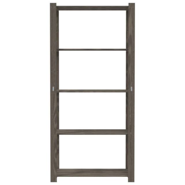 Berkfield Home Beautiful 5-Tier Storage Rack Grey 80x38x170 cm Solid Wood Pine - Size: 80 x 38 x 170 cm - image 1