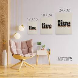 "Artery8 Live Colourful Retro Rainbow Font Typography Canvas Wall Art Print in Beige - Size: W18"" x H24""" - thumbnail 4