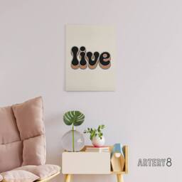 "Artery8 Live Colourful Retro Rainbow Font Typography Canvas Wall Art Print in Beige - Size: W18"" x H24""" - thumbnail 3