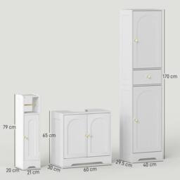 HOMCOM Bathroom Furniture Set Tall & Under Sink Cabinet Storage Unit White - thumbnail 3