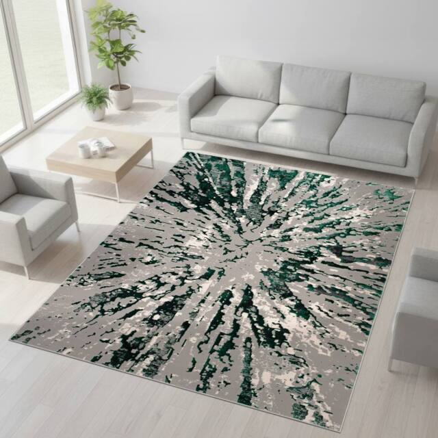 Smart Living Luxury Soft Modern Shimmer Sunset Rug for Living & Bedroom in Emerald - Size: 60 cm x 220 cm - image 1