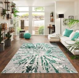 Smart Living Luxury Soft Modern Shimmer Sunset Rug for Living & Bedroom in Emerald - Size: 60 cm x 220 cm - thumbnail 6
