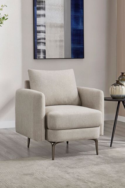 More4Homes Sofia 1 Seater Fabric Sofa in Beige - image 1