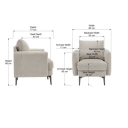 More4Homes Sofia 1 Seater Fabric Sofa in Beige - thumbnail 7