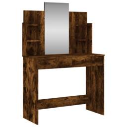 Berkfield Home Dressing Table with Mirror Smoked Oak 96x39x142 cm in Brown - Size: 96 x 39 x 142 cm - thumbnail 1