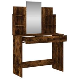 Berkfield Home Dressing Table with Mirror Smoked Oak 96x39x142 cm in Brown - Size: 96 x 39 x 142 cm - thumbnail 5
