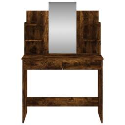 Berkfield Home Dressing Table with Mirror Smoked Oak 96x39x142 cm in Brown - Size: 96 x 39 x 142 cm - thumbnail 4