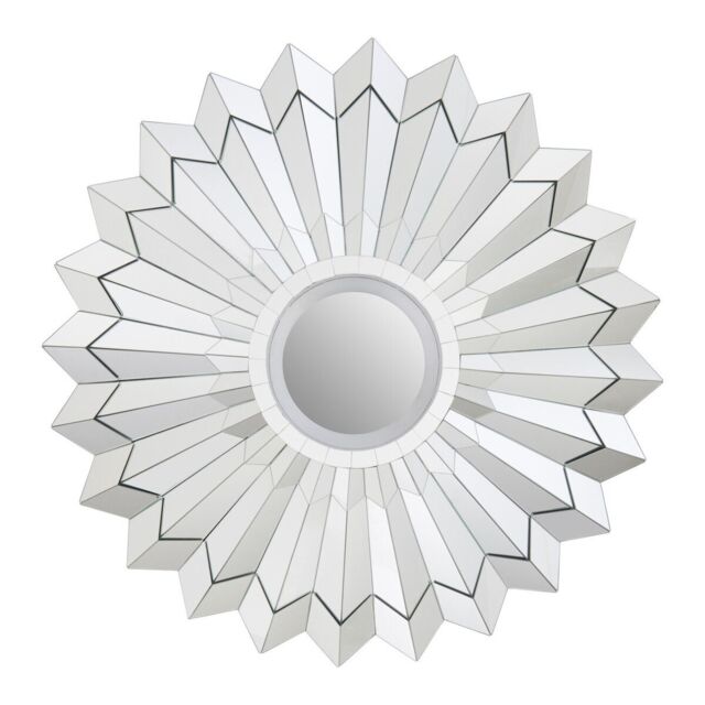 Orsina Flower Shaped Wall Mirror, Art Deco Style Round Statement Mirror for Living Room, Bedroom or Hallway in Silver - image 1