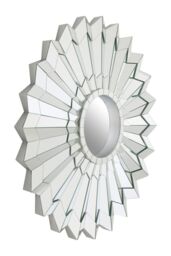 Orsina Flower Shaped Wall Mirror, Art Deco Style Round Statement Mirror for Living Room, Bedroom or Hallway in Silver - thumbnail 2
