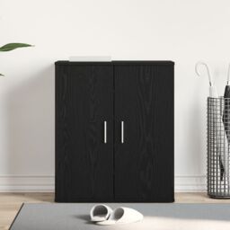 Berkfield Home Black Oak Shoe Cabinet 60x35x70 cm Made from Engineered Wood - Size: 60 x 35 x 70 cm - thumbnail 4