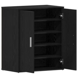Berkfield Home Black Oak Shoe Cabinet 60x35x70 cm Made from Engineered Wood - Size: 60 x 35 x 70 cm - thumbnail 5