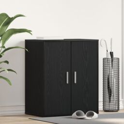Berkfield Home Black Oak Shoe Cabinet 60x35x70 cm Made from Engineered Wood - Size: 60 x 35 x 70 cm
