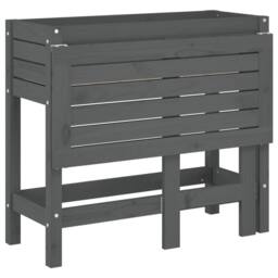 Berkfield Home Garden Planter with Folding Tabletop Grey Solid Wood Pine - thumbnail 8