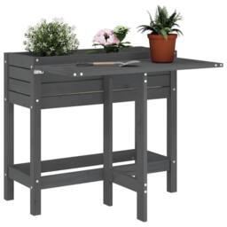 Berkfield Home Garden Planter with Folding Tabletop Grey Solid Wood Pine - thumbnail 2