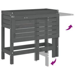 Berkfield Home Garden Planter with Folding Tabletop Grey Solid Wood Pine - thumbnail 7
