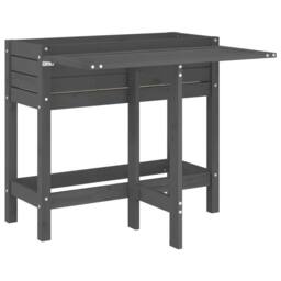 Berkfield Home Garden Planter with Folding Tabletop Grey Solid Wood Pine - thumbnail 1
