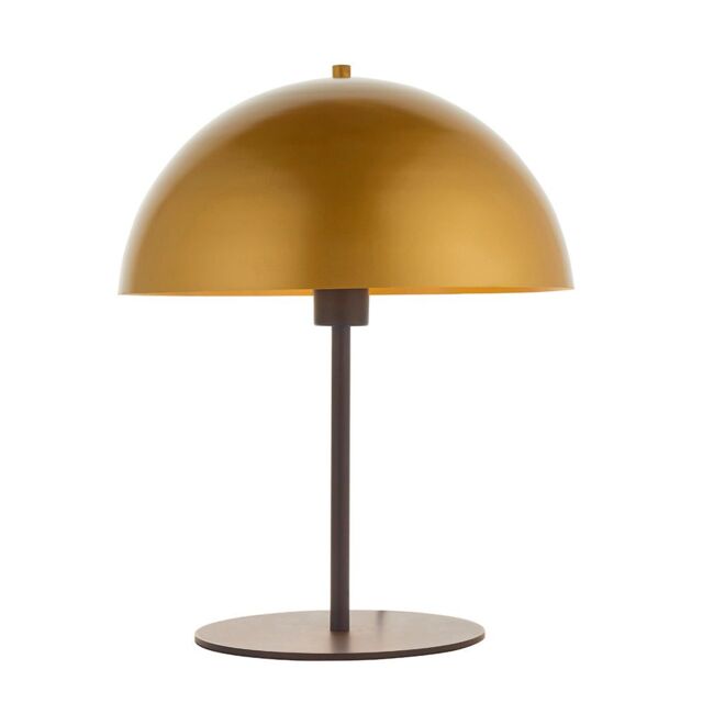 Loops Dark Bronze Table Lamp - Gold Painted Metal Dome Shade - Side Table Light - image 1