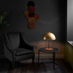 Loops Dark Bronze Table Lamp - Gold Painted Metal Dome Shade - Side Table Light - thumbnail 3