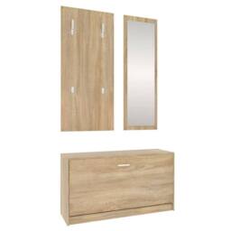Berkfield Home 3-in-1 Shoe Cabinet Set Sonoma Oak Engineered Wood in Brown - thumbnail 5