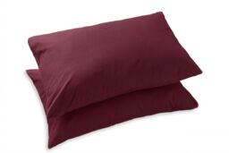 Snug City Polycotton Plain Dyed Housewife Pillowcase Pair in Burgundy - thumbnail 3