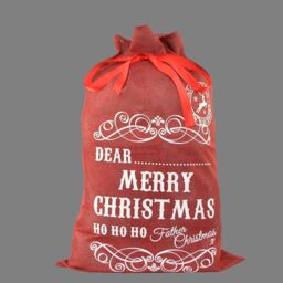 Shatchi Large Premium Hessian Santa Sack Red Stocking Bag Christmas Gifts Bag 72x50cm - Size: 72x50 cm