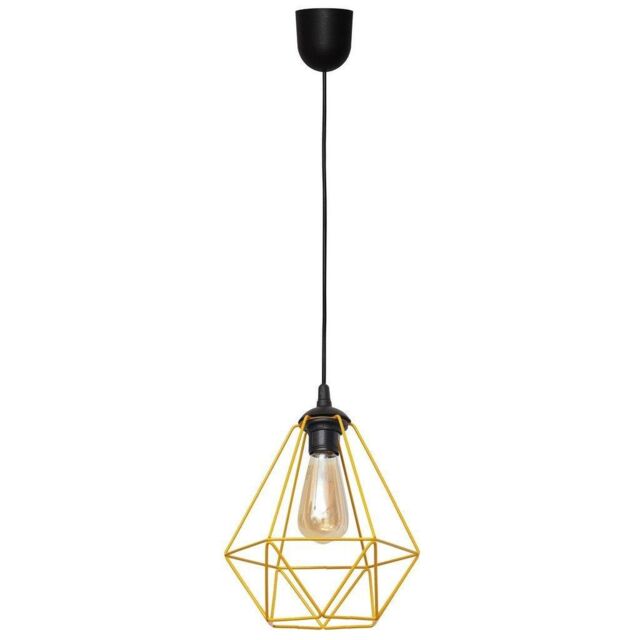 Netlighting Karo Wire Frame Pendant Ceiling Light Black Orange 24cm