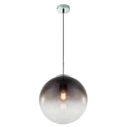 Netlighting Varus 30cm Globe Pendant Ceiling Light Chrome Glass Shade 1x E27 in Grey - thumbnail 1