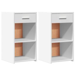 Berkfield Home Bedside Cabinets 2 pcs White 35x34x65 cm Engineered Wood - Size: 35 x 34 x 65 cm - thumbnail 2