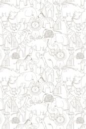 Hoopla Walls Animal Doodle 10m Matt Wallpaper in Grey - thumbnail 2