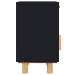 Berkfield Home Bedside Cabinets 2 pcs Black Solid Wood Pine & Natural Rattan - thumbnail 7