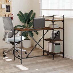 Berkfield Home Computer Desk with Shelves Brown Oak 120x47x109 cm - Size: 120 x 47 x 109 cm
