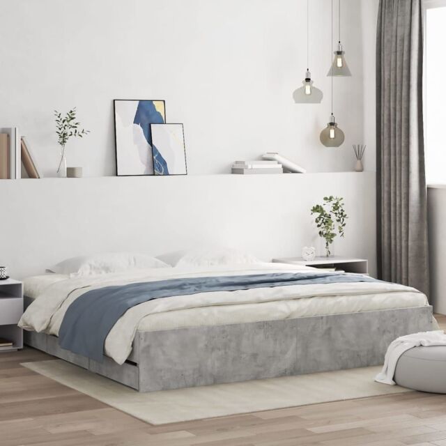 Berkfield Home Bed Frame with Drawers without Mattress Concrete Grey 160x200 cm - image 1