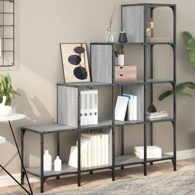 Berkfield Home Bookcase Grey Sonoma 122x30x132 cm Engineered Wood & Metal - Size: 122 x 30 x 132 cm - image 1