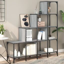 Berkfield Home Bookcase Grey Sonoma 122x30x132 cm Engineered Wood & Metal - Size: 122 x 30 x 132 cm - thumbnail 1