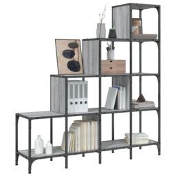 Berkfield Home Bookcase Grey Sonoma 122x30x132 cm Engineered Wood & Metal - Size: 122 x 30 x 132 cm - thumbnail 4